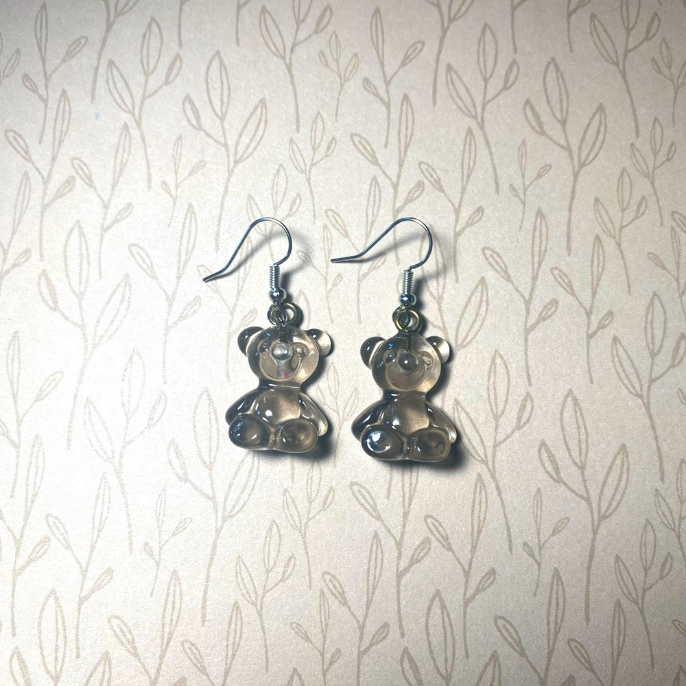 Black Translucent Bear Earrings!